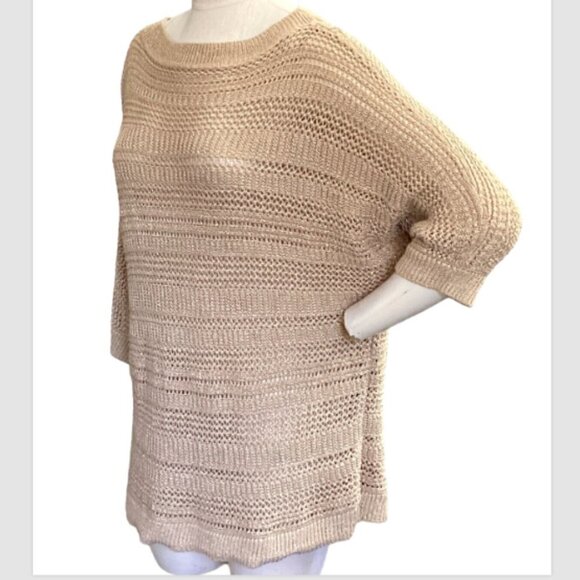Chico's Travelers Metallic Gold Knit Tunic Top 3 (XL/16) #1S - Picture 4 of 9